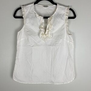 J. Crew White Tank Blouse Ruffled Preppy 2